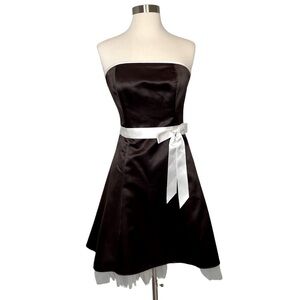 Jessica McClintock x Gunne Sax Brown/Ecru Formal Strapless Satin Dress Tulle 5/6